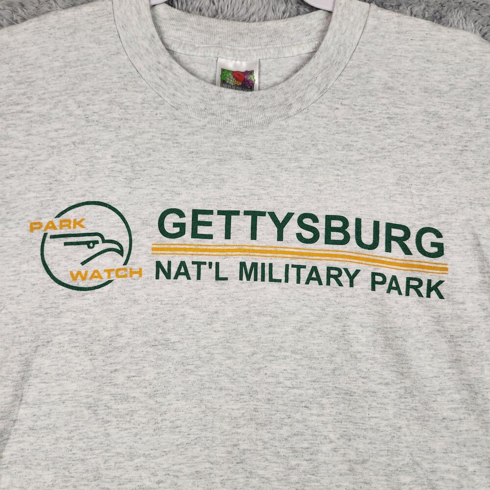 Vintage Gettysburg National Military Park Shirt Mens Large Gray Graphic Logo Y2k